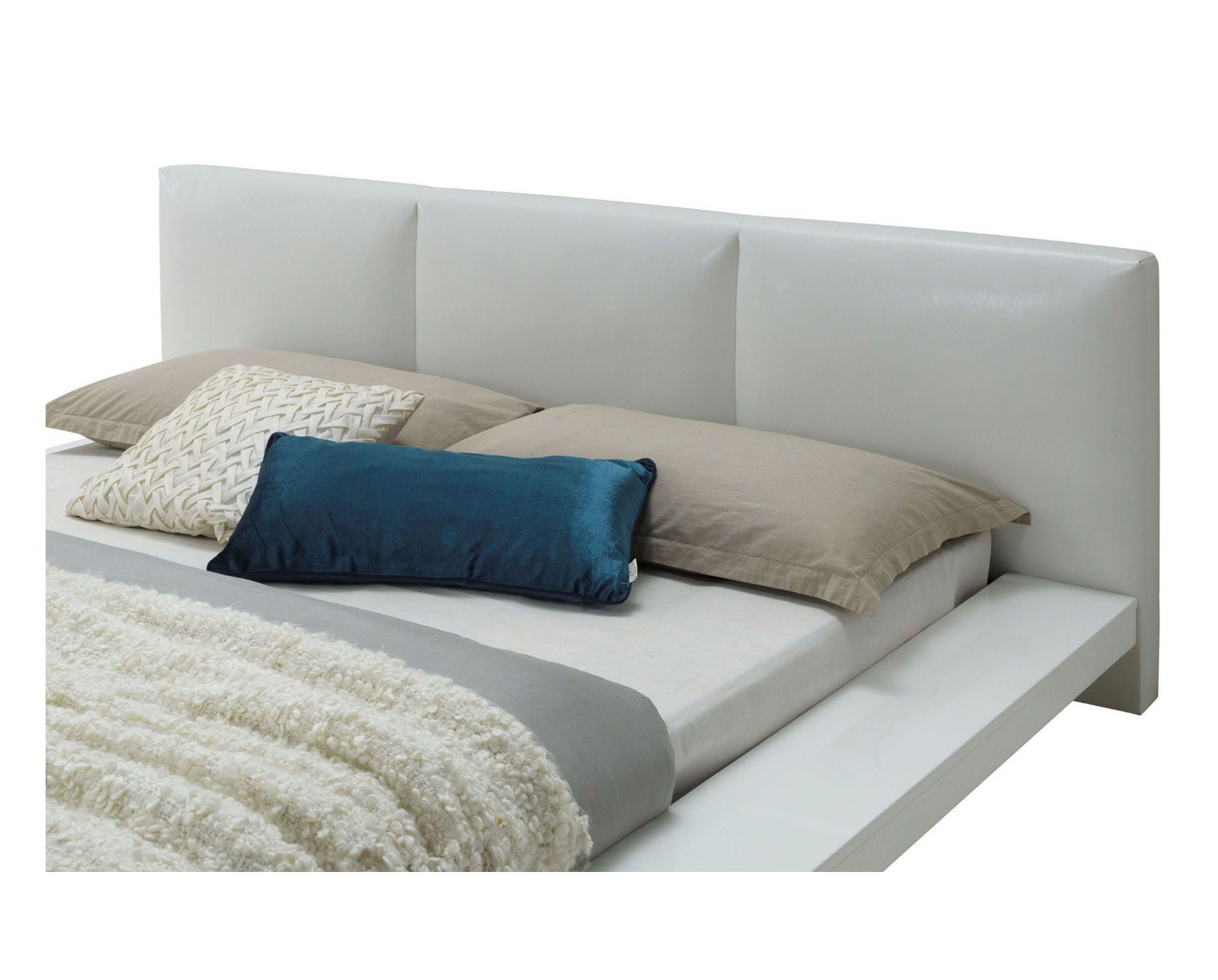 Lanide Modern White Low Profile Cal King Bed Frame