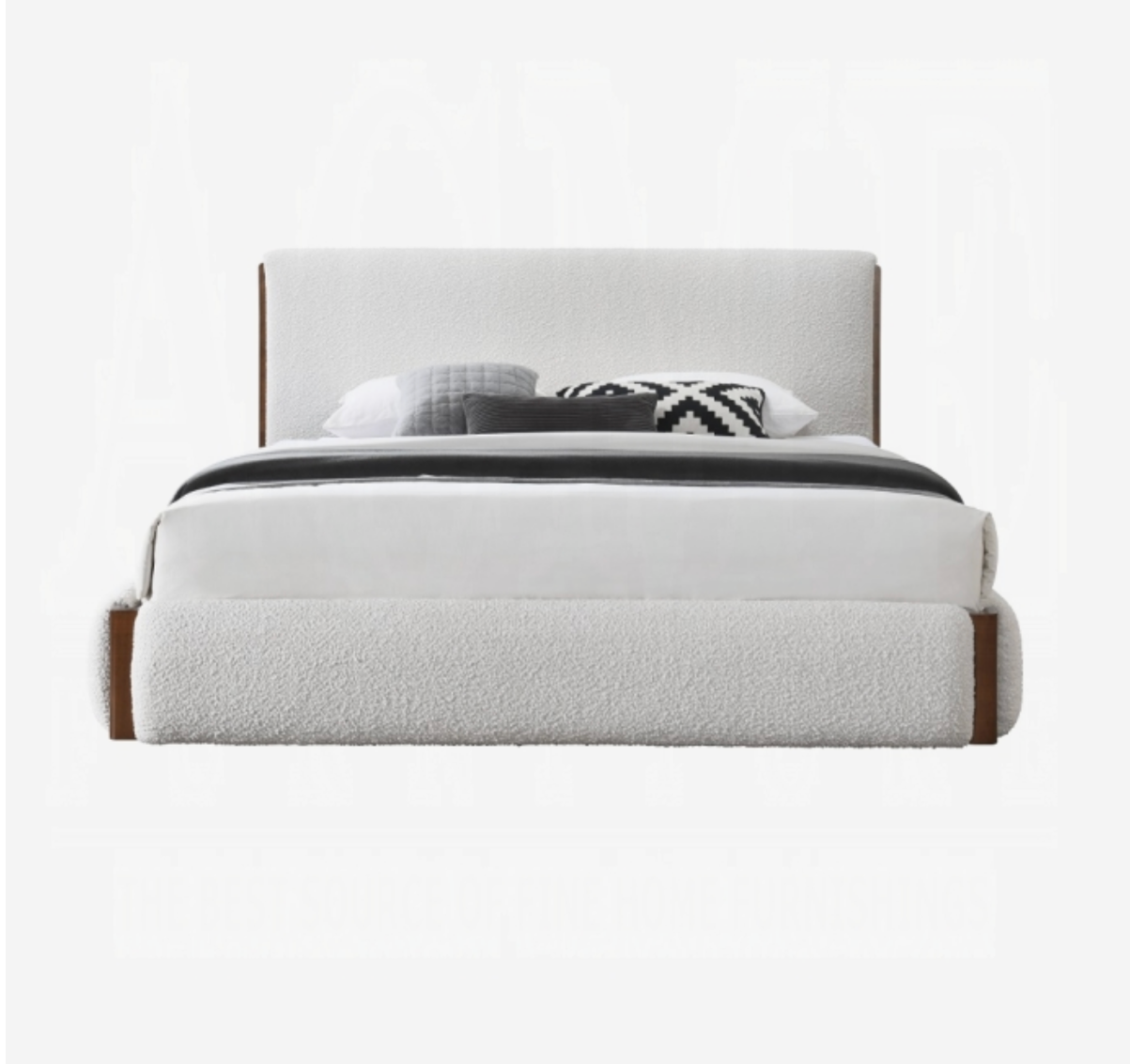 Darius Queen White Boucle Bed Frame