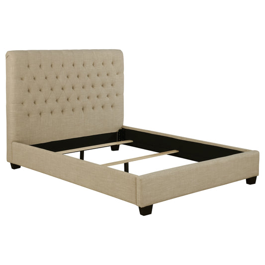 Chloe Upholstered Full Panel Bed Oatmeal