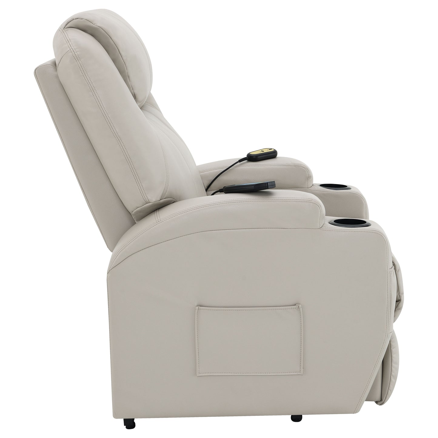 Sanger Upholstered Power Lift Massage Recliner Champagne