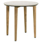 Aldis Round Marble Top Side End Table White and Natural