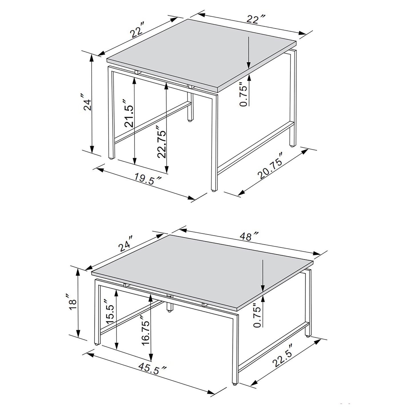 Clark 3-piece Faux Marble Top Coffee Table Set White