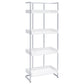 Ember 68-inch 4-shelf Bookshelf White High Gloss and Chrome