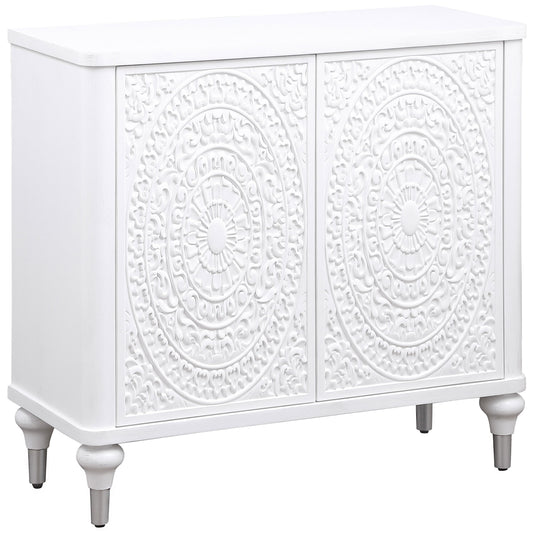 Cardella 2-door Mandala Accent Cabinet Distressed White