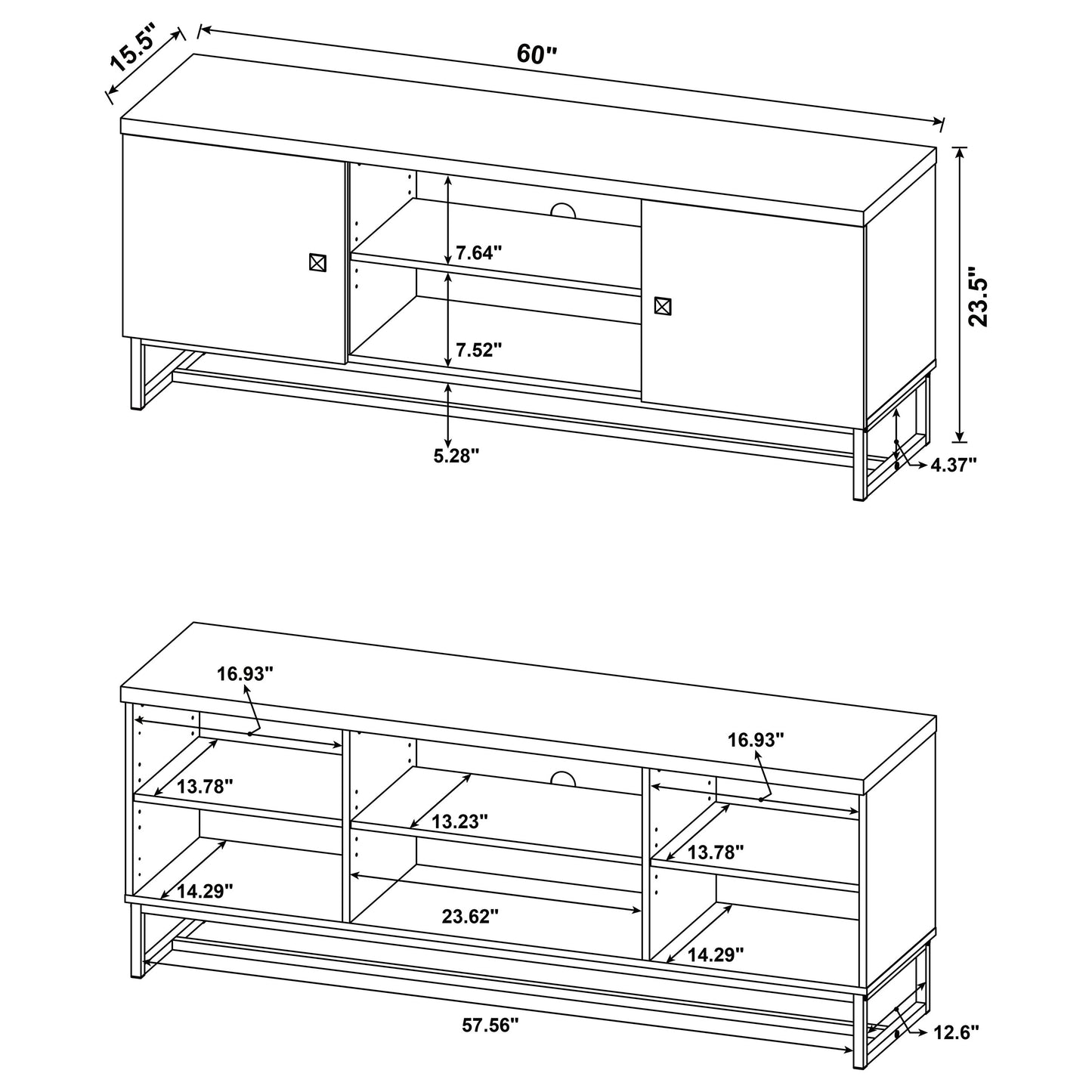 Myles 2-door Engineered Wood 60" TV Stand Rustic Oak