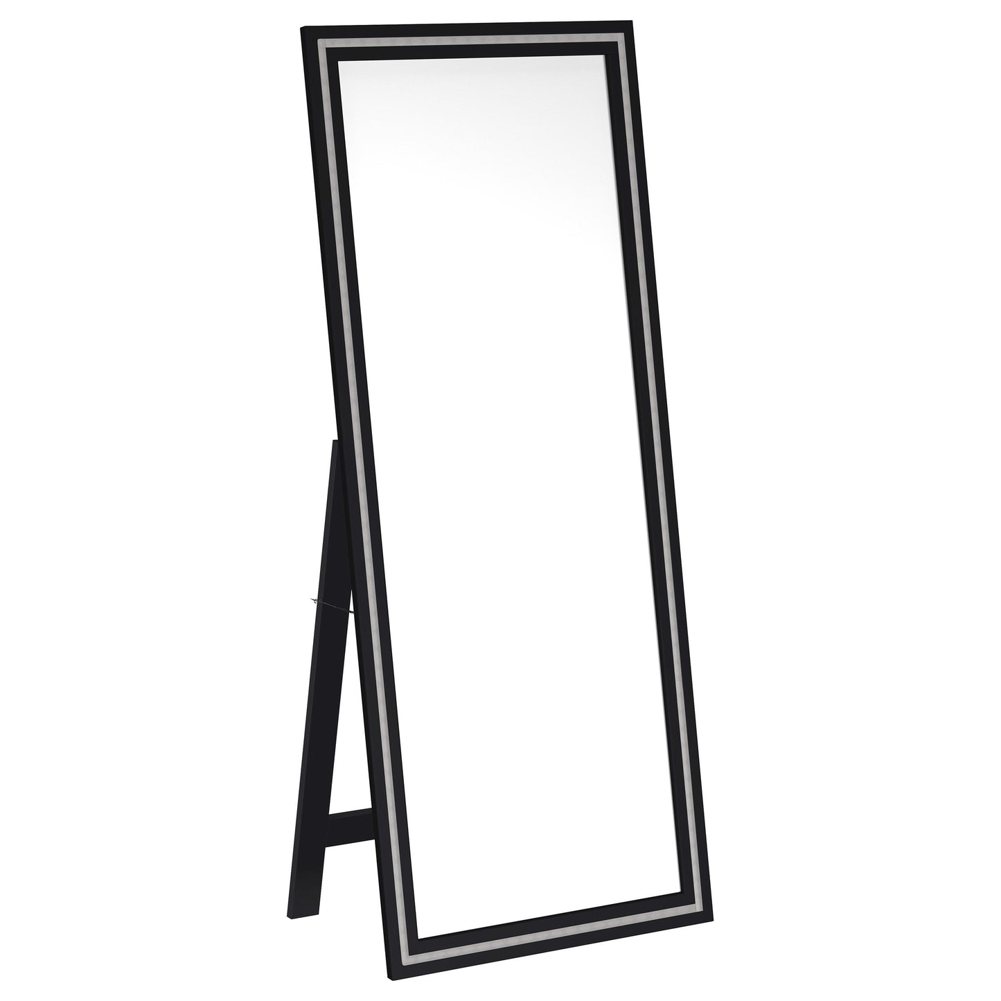 Windrose 28 x 67 Inch Tempered LED Standing Mirror Black