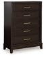 Neymorton King Upholstered Panel Bed with Mirrored Dresser, Chest and 2 Nightstands