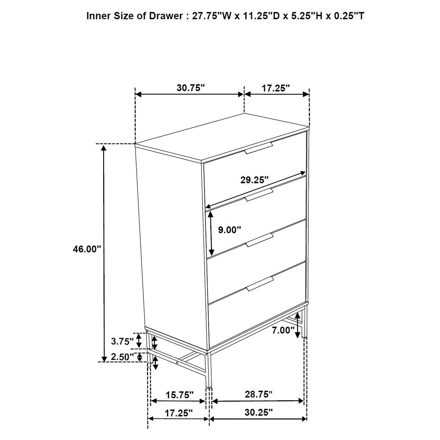 Sonora 4-drawer Bedroom Chest White