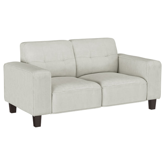 Deerhurst Upholstered Track Arm Tufted Loveseat Greige