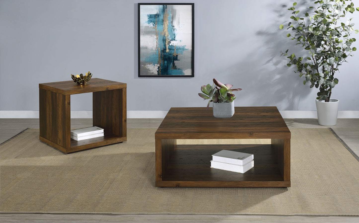 Frisco Square Engineered Wood Coffee Table Dark Pine