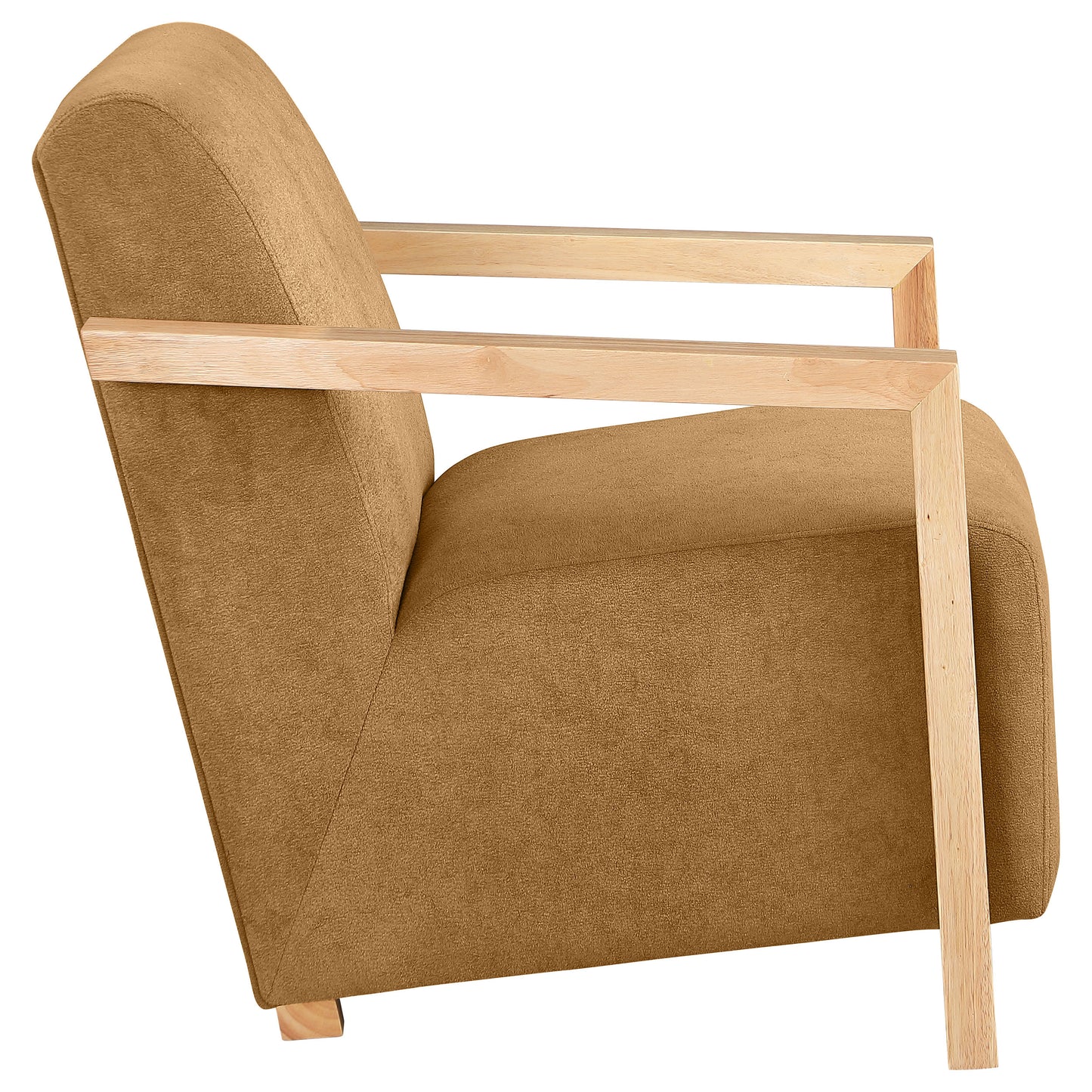 Diego Upholstered Accent Arm Chair with Wood Arms Honey