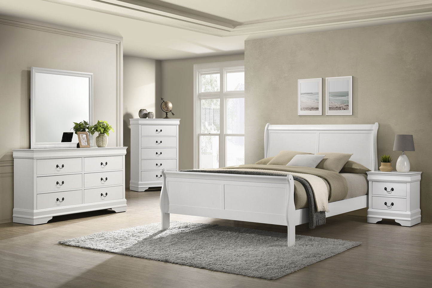 Louis Philippe 6-drawer Dresser White