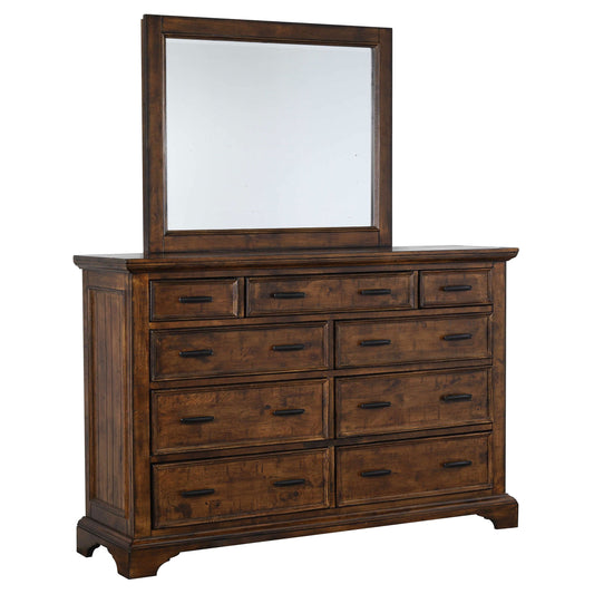 Elk Grove 9-drawer Dresser with Mirror Vintage Bourbon