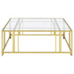 Adri Square Glass Top Coffee Table with Casters Matte Brass