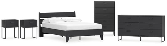 Socalle Full Panel Platform Bed with Dresser, Chest and 2 Nightstands