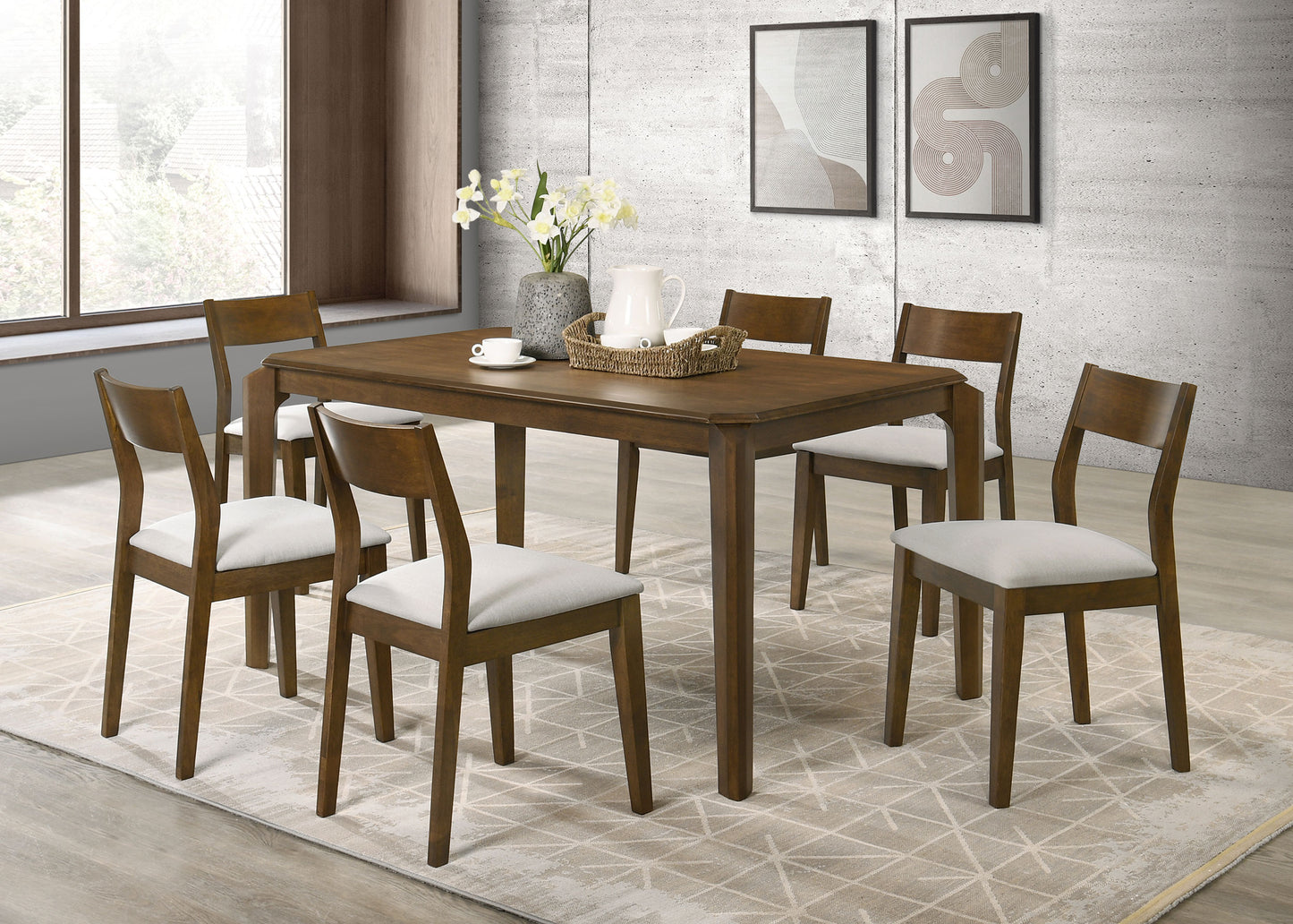 Almonte 7-piece 59-inch Rectangular Dining Set Dark Brown