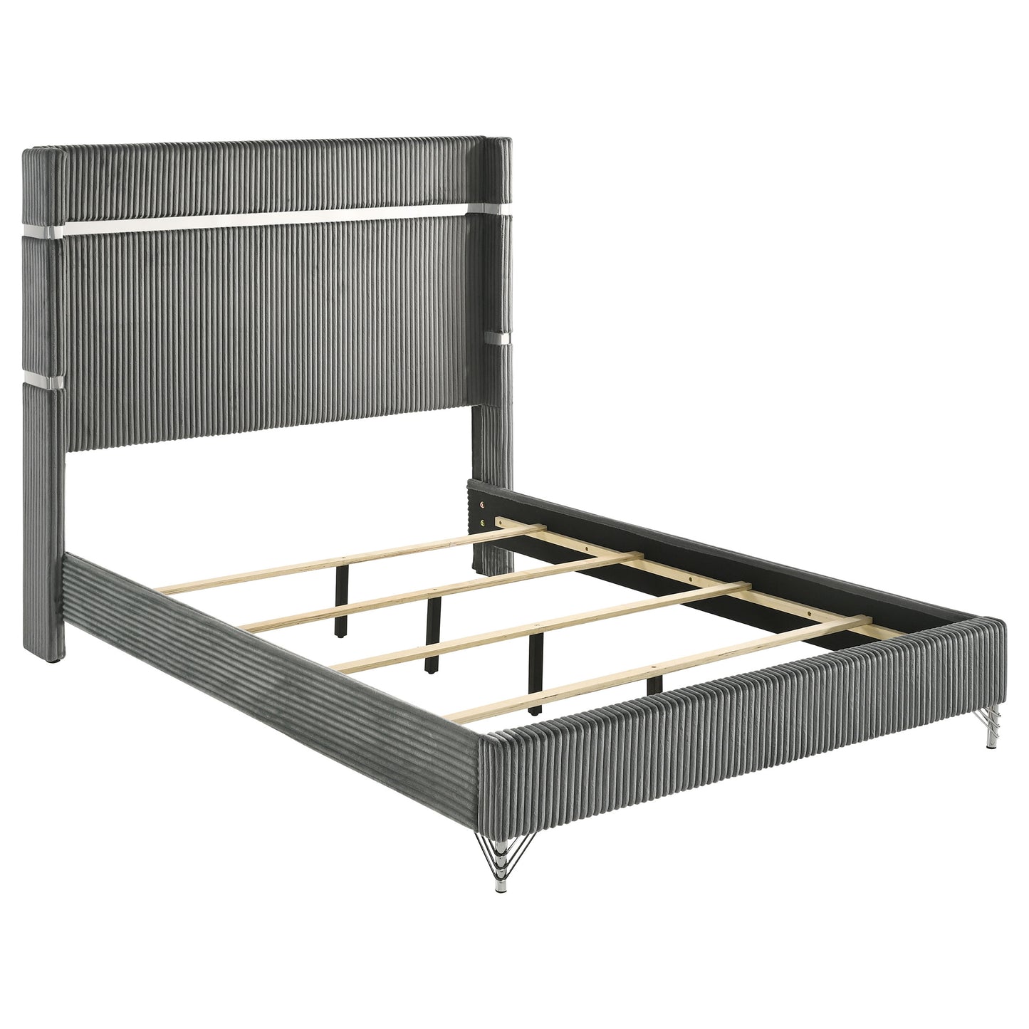 Lucia 4-piece Eastern King Bedroom Set Grey and Black