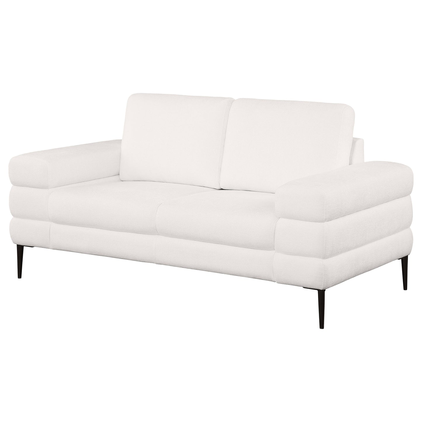 Jessel Chenille Upholstered Track Arm Loveseat Ivory