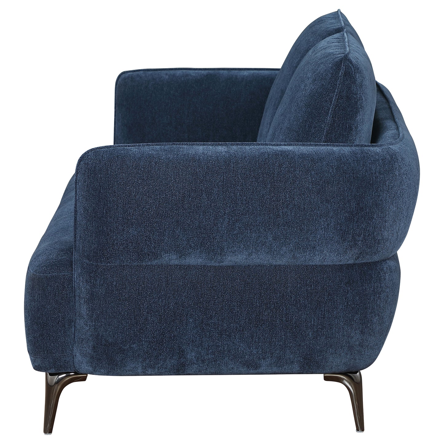 Lively Chenille Upholstered Modern Track Arm Loveseat Blue