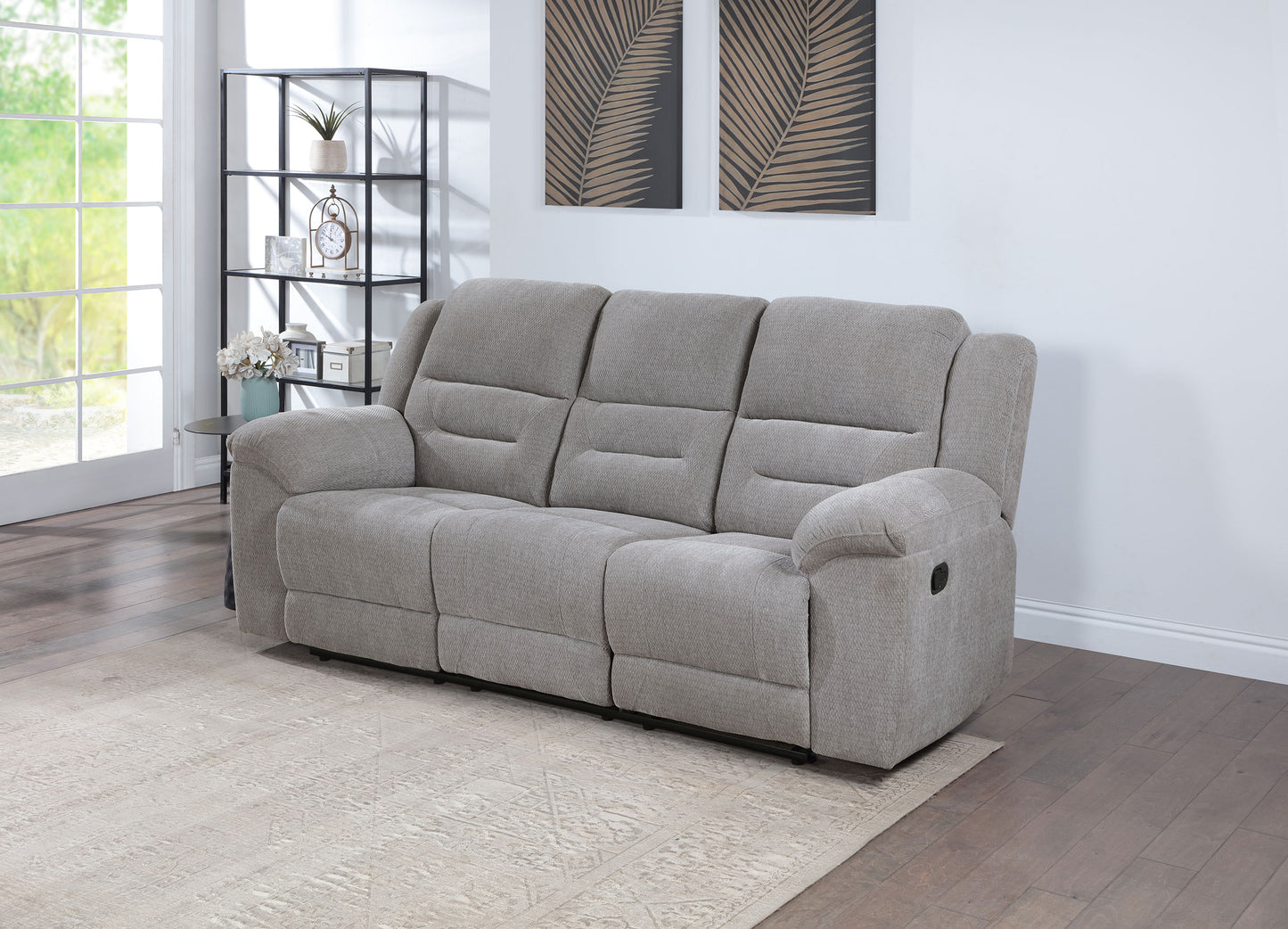 Gilson Chenille Upholstered Reclining Sofa Grey