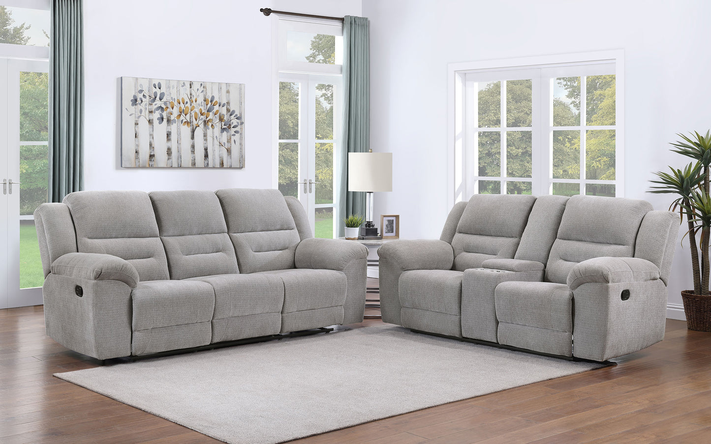 Gilson 2-piece Chenille Upholstered Sofa Set Grey