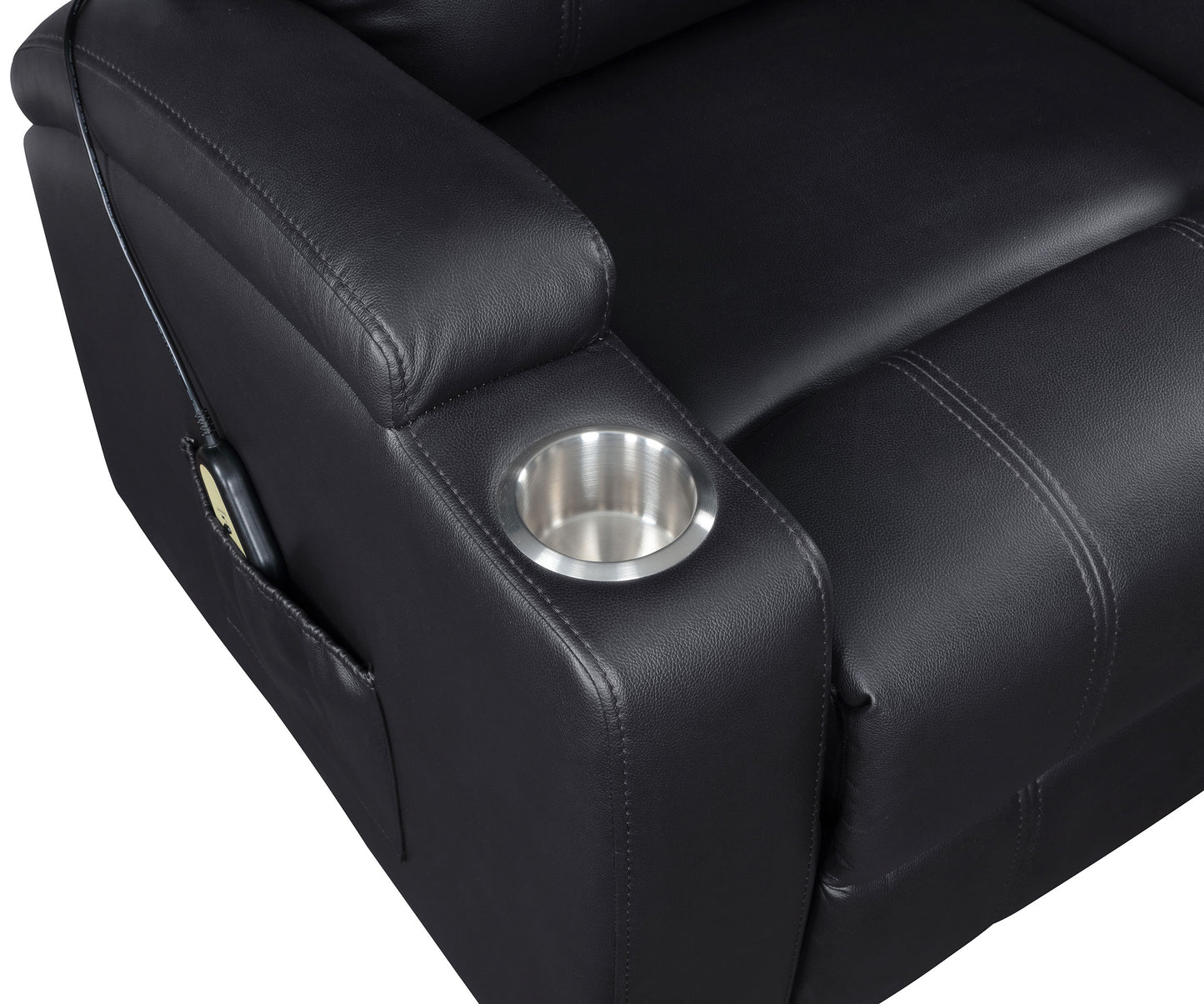 Armstrong Upholstered Power Lift Massage Recliner Black