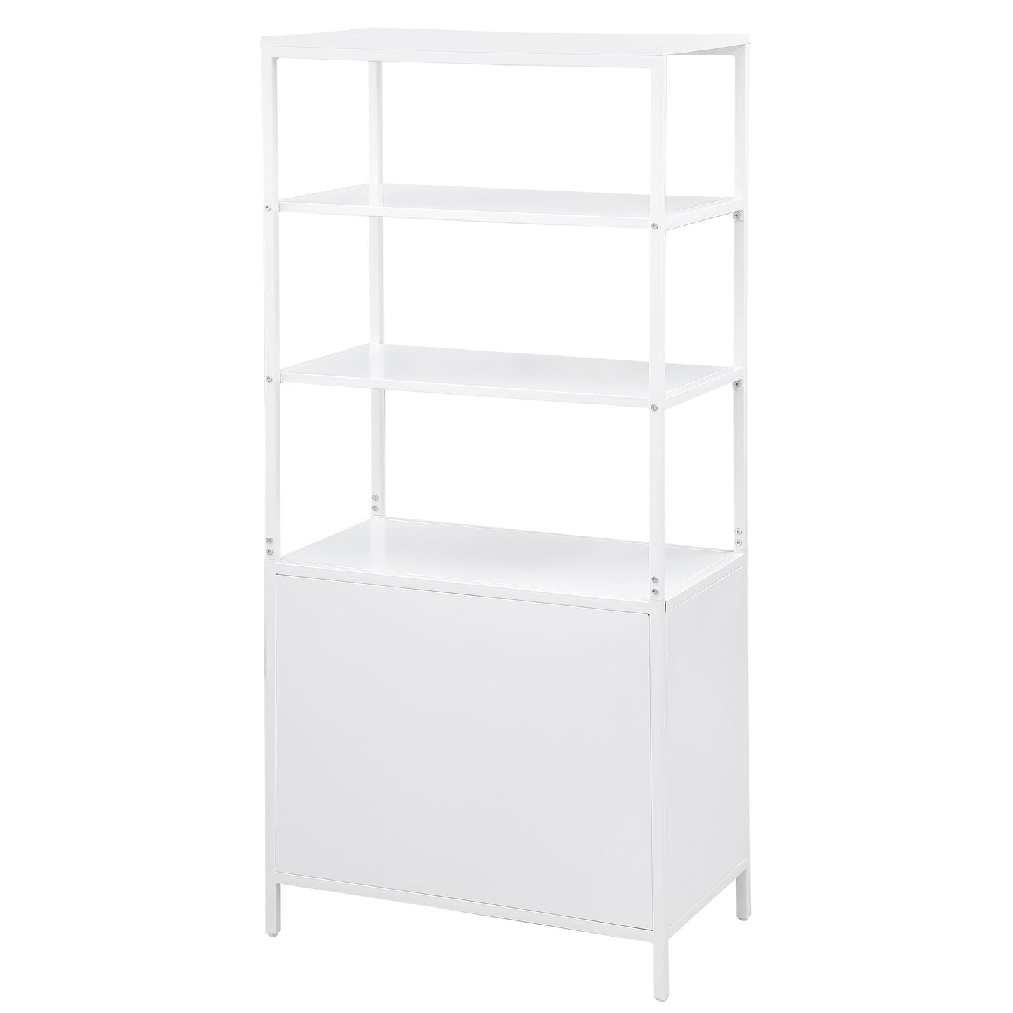 Amherst 3-shelf Radio Weave Cane Metal Accent Cabinet White