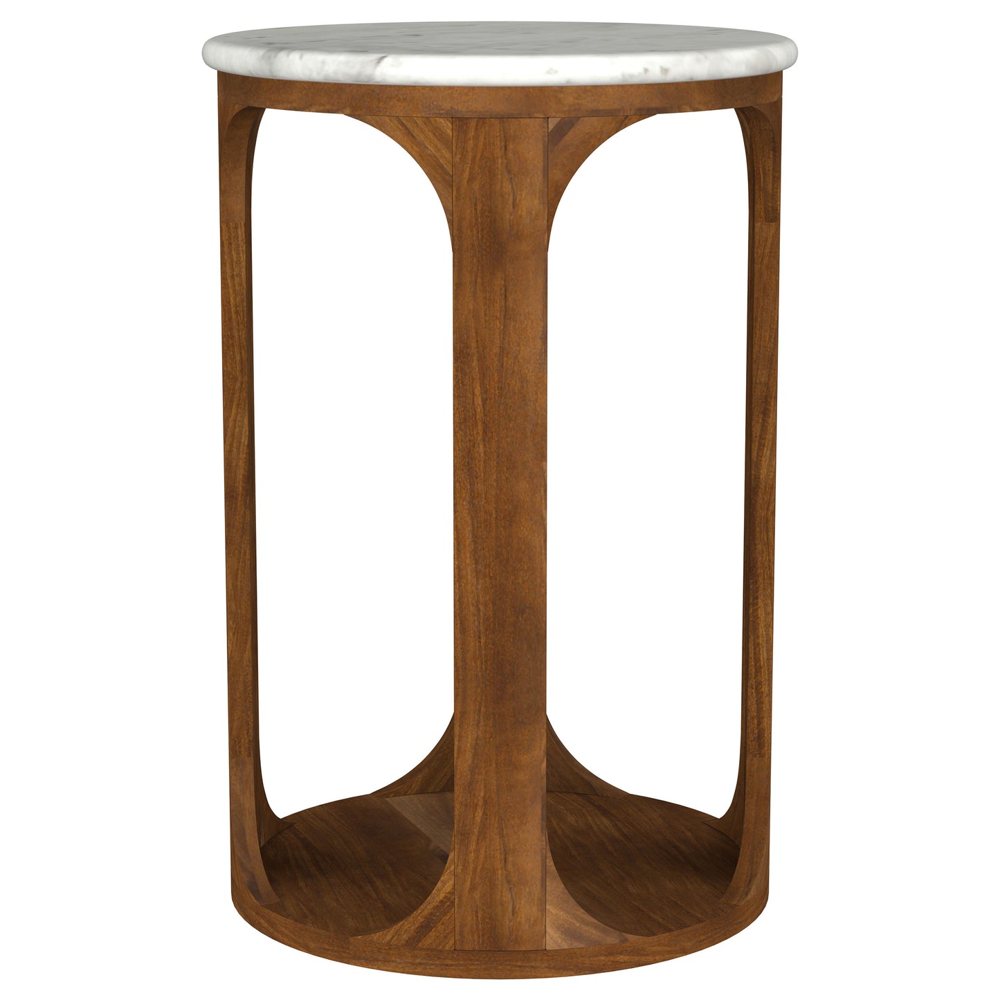 Berkeley Round Marble Top Side Table White and Brown