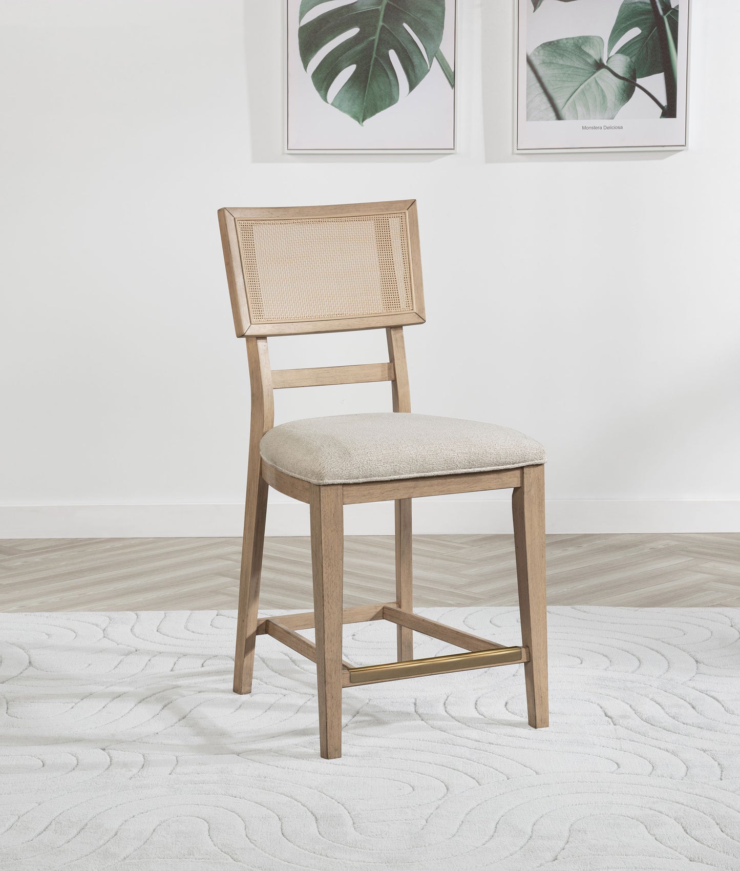 Kailani Radio Weave Cane Counter Dining Side Chair Beige Oak