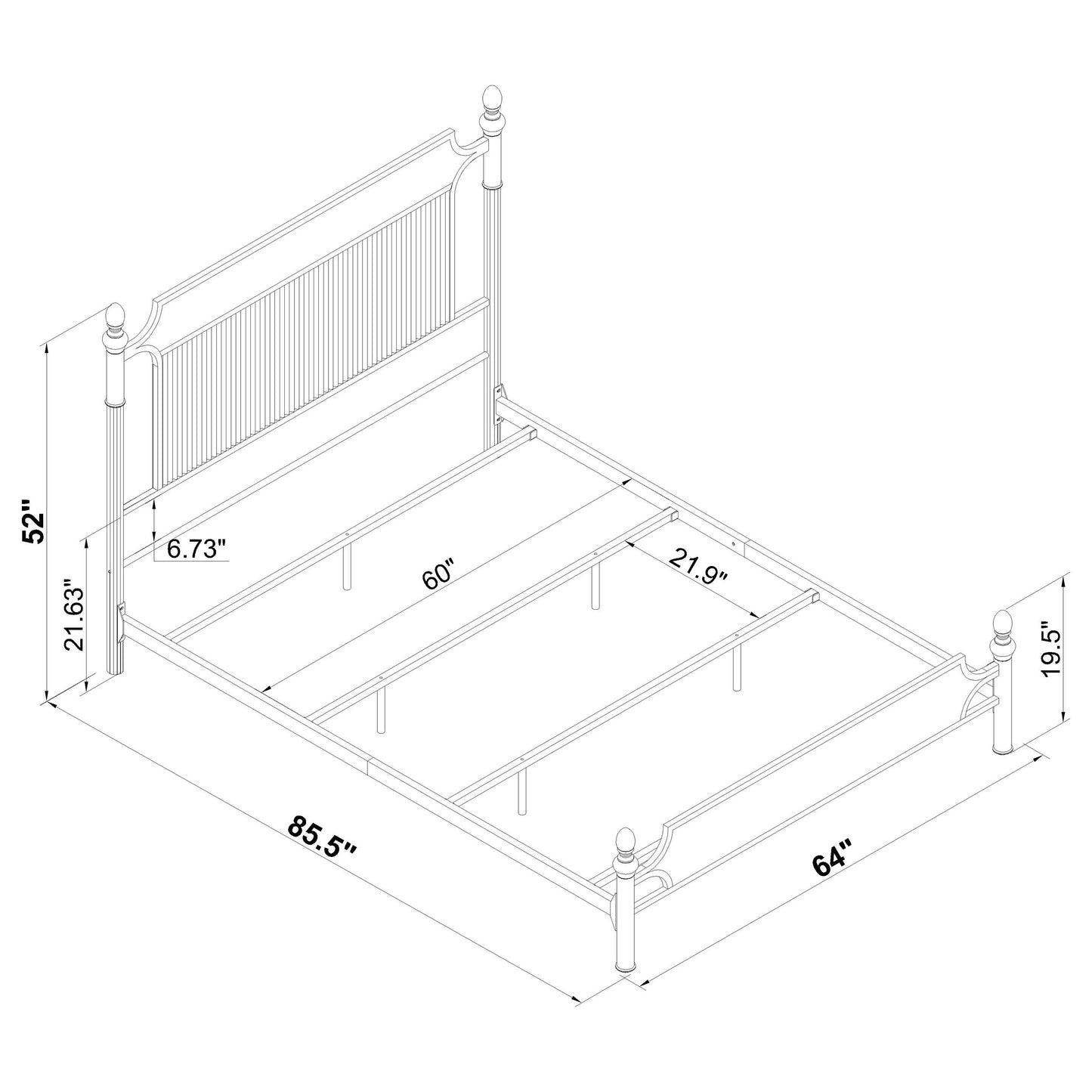 Cameron 51-inch Metal Queen Panel Bed Black