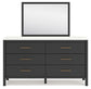 Cadmori Full Upholstered Bed with Mirrored Dresser and Chest