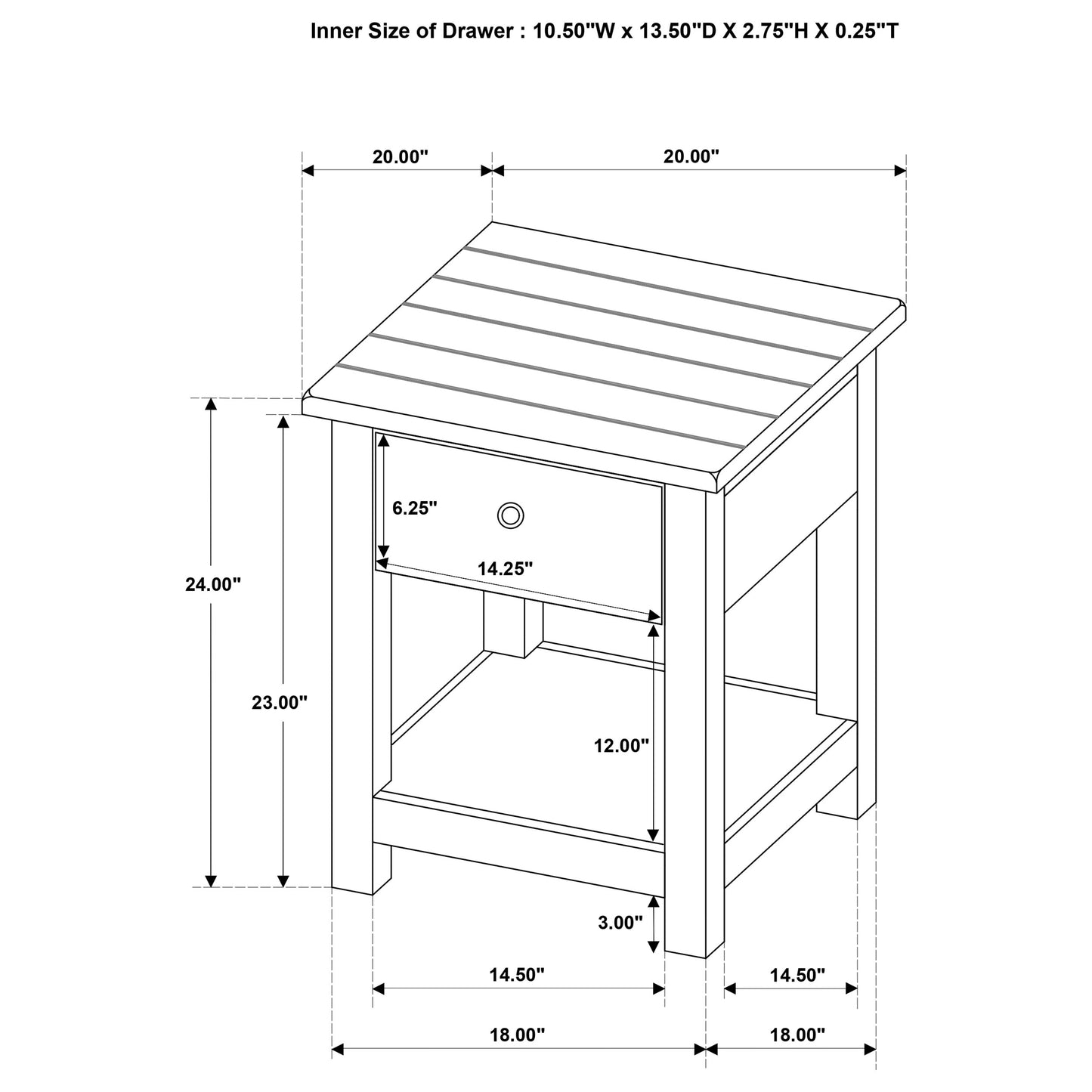 Payne 1-drawer Wood End Table with Shelf White