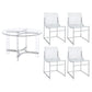 Keeling 5-piece Round Glass Top Acrylic Dining Set Chrome