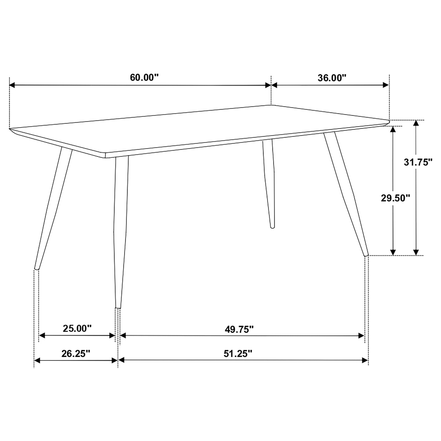 Zetta 5-piece Rectangular 60-inch Wood Dining Set Black