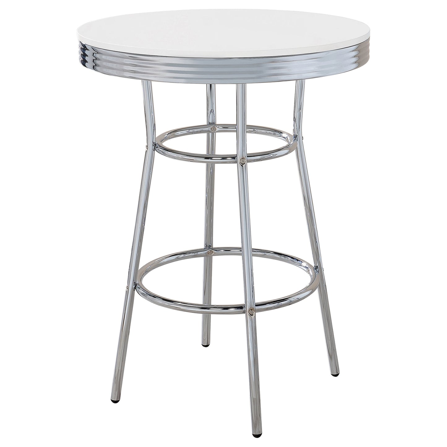 Retro 3-piece Round 1950s Bistro Pub Bar Table Set White