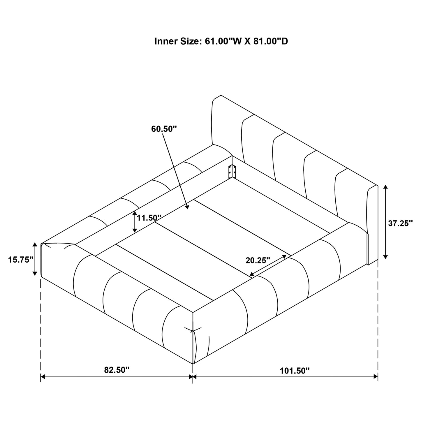 Wilshire Upholstered Queen Platform Bed Grey