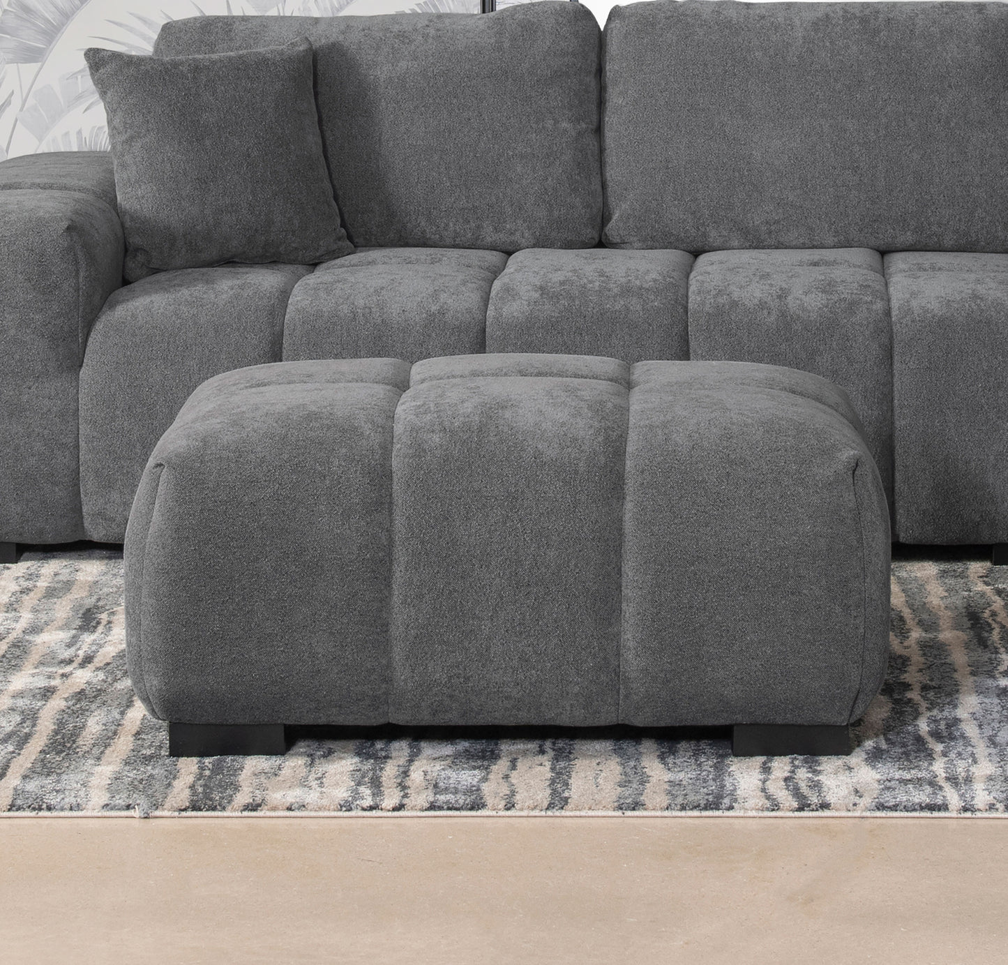 Octavia Upholstered Rectangular Ottoman Charcoal Grey