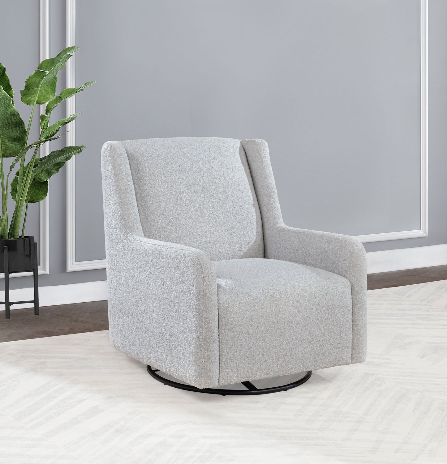 Serra Boucle Upholstered Swivel Glider Recliner Dove Grey