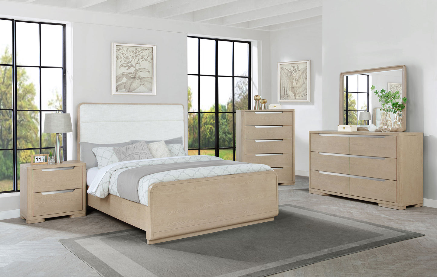 Ladera 6-drawer Bedroom Dresser and Mirror Light Elm