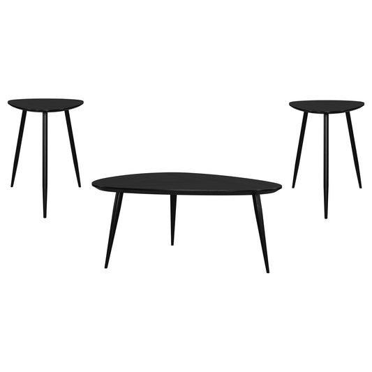 Odessa 3-piece Triangular Coffee and End Table Set Black