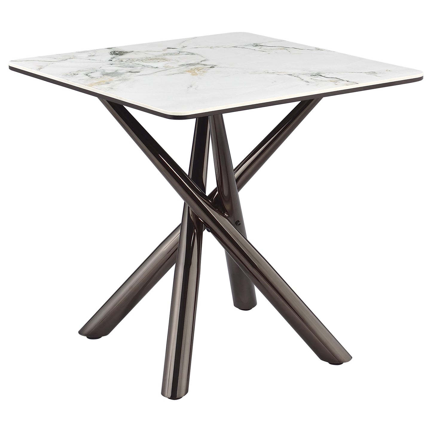 Carvell Square Sintered Stone End Side Table Mirage White