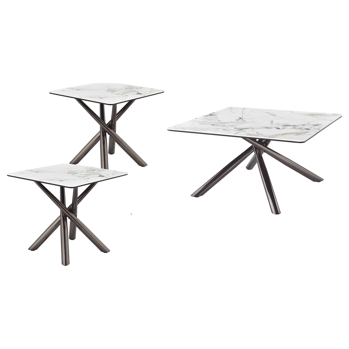 Carvell 3-piece Square Coffee and End Table Set Mirage White