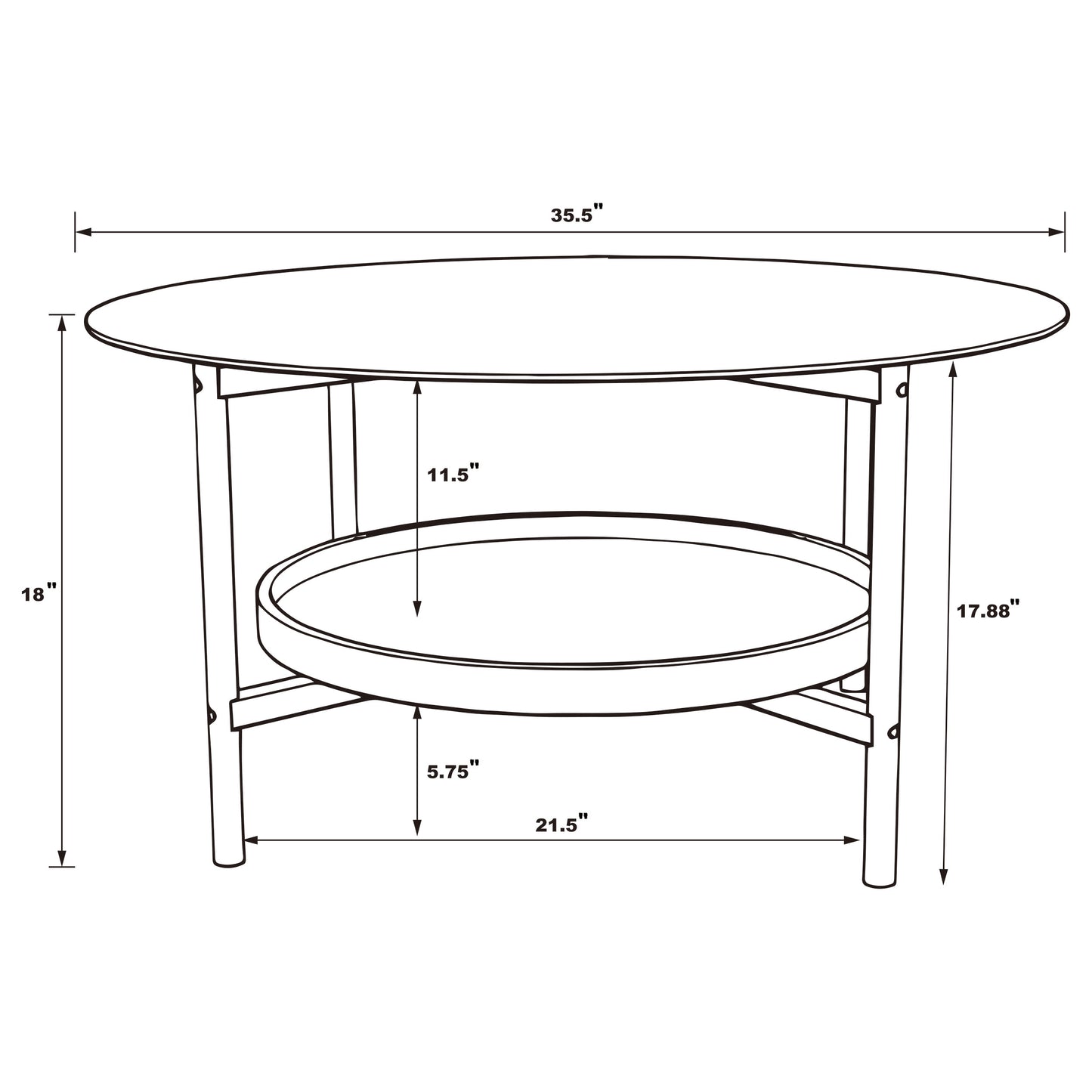 Delfin 2-piece Round Coffee and End Table Set Brown