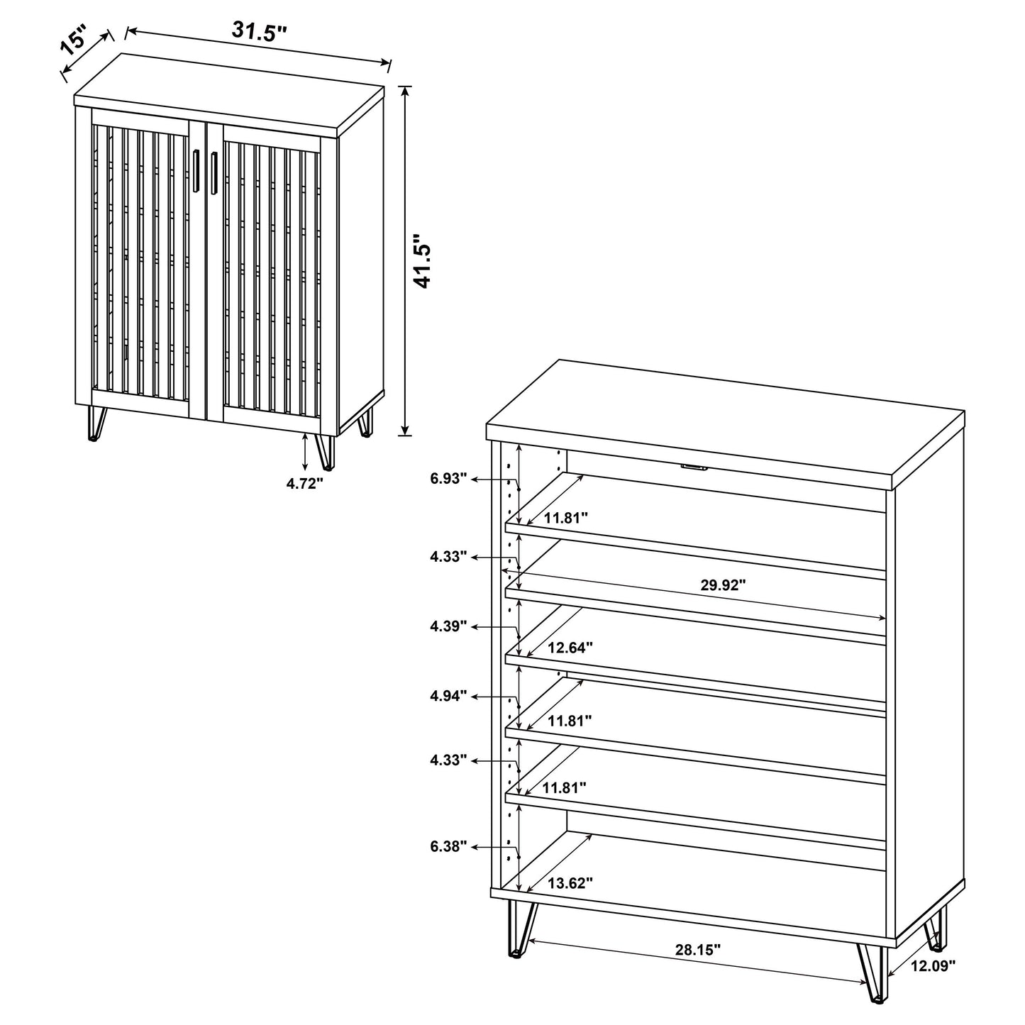 Brixton 2-door Entryway Shoe Storage Cabinets Smoked Oak