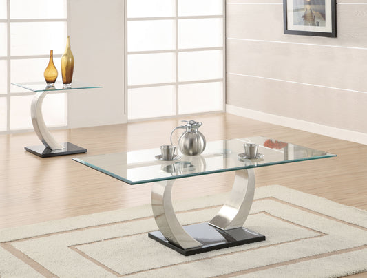 Pruitt 2-piece Coffee and End Table Set Satin Silver