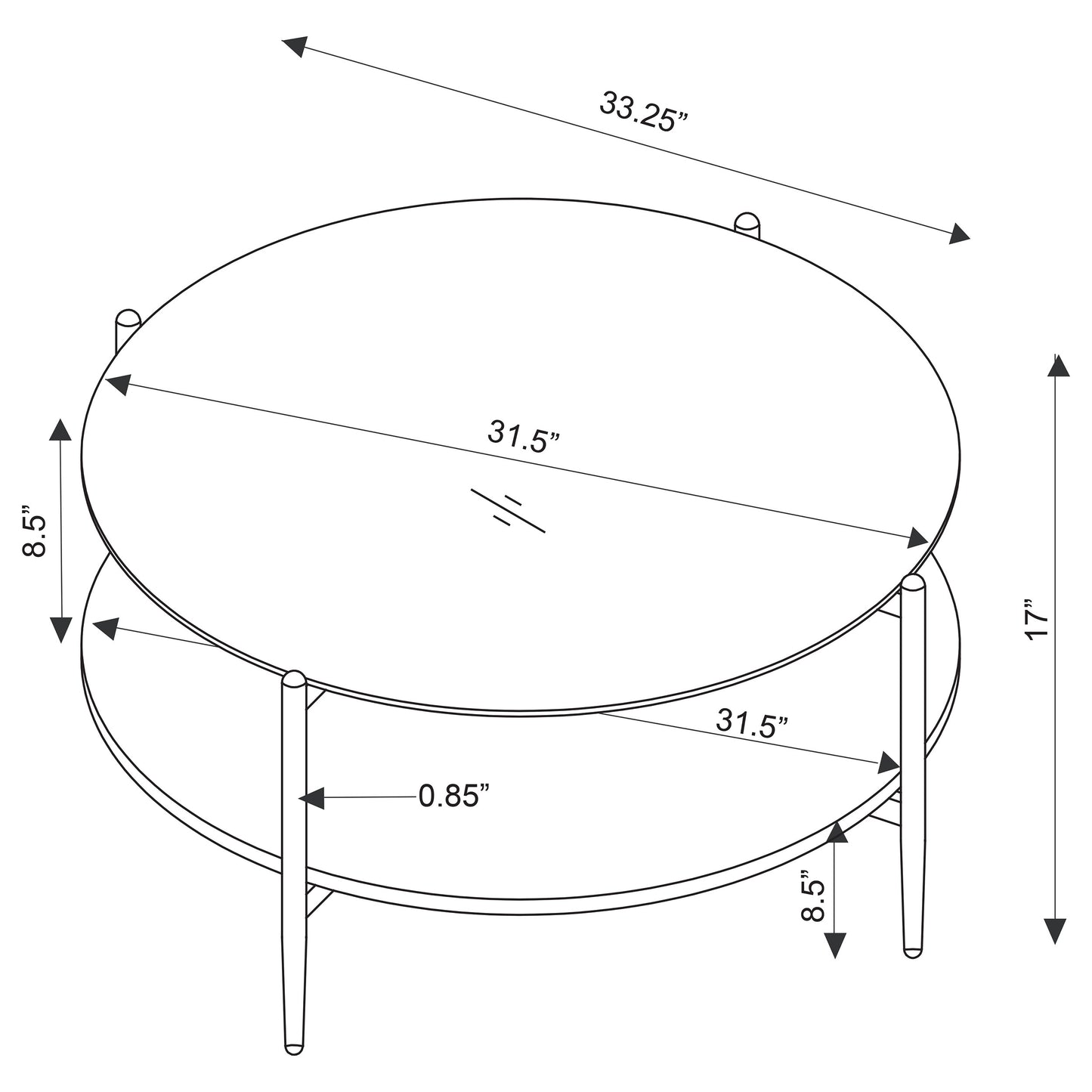 Jonelle 2-piece Round Coffee and End Table Set Gold