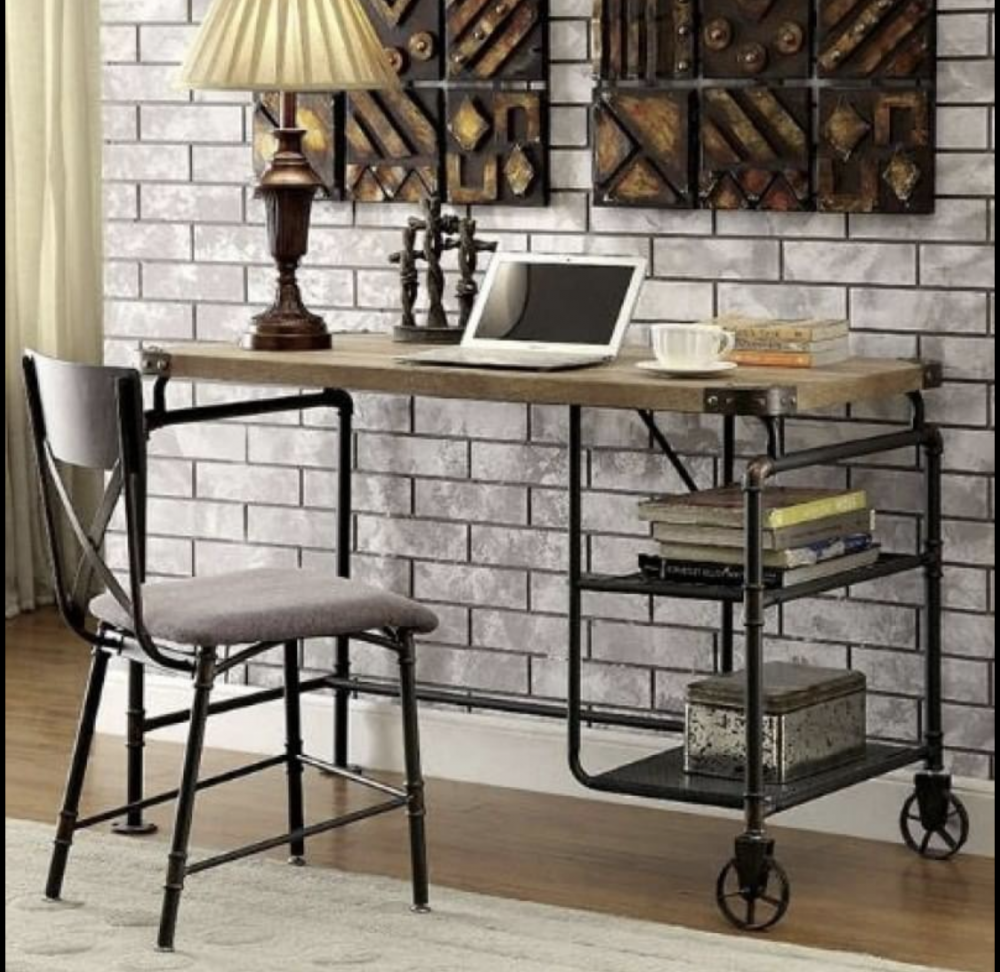 Rustic Metal and Wood Office Desk