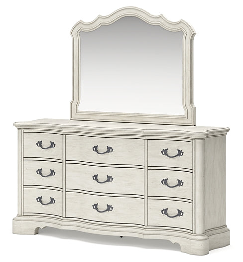 Arlendyne King Upholstered Bed with Mirrored Dresser, Chest and 2 Nightstands