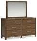 Cabalynn King Upholstered Bed with Mirrored Dresser