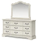 Arlendyne Queen Upholstered Bed with Mirrored Dresser and Chest